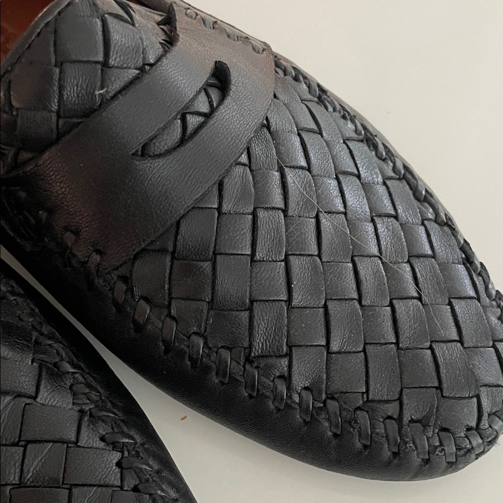 Robert Zur Woven Black Leather Slip-Ons - Picture 2 of 5